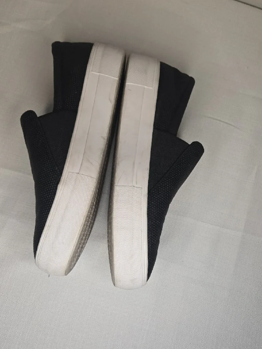 Women's Black Slip-On Canvas Loafers with White Platform Sole
